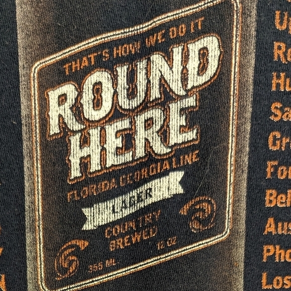 Florida Georgia Line Round Here Concert Tee Small Navy 100% Cotton - Picture 7 of 11